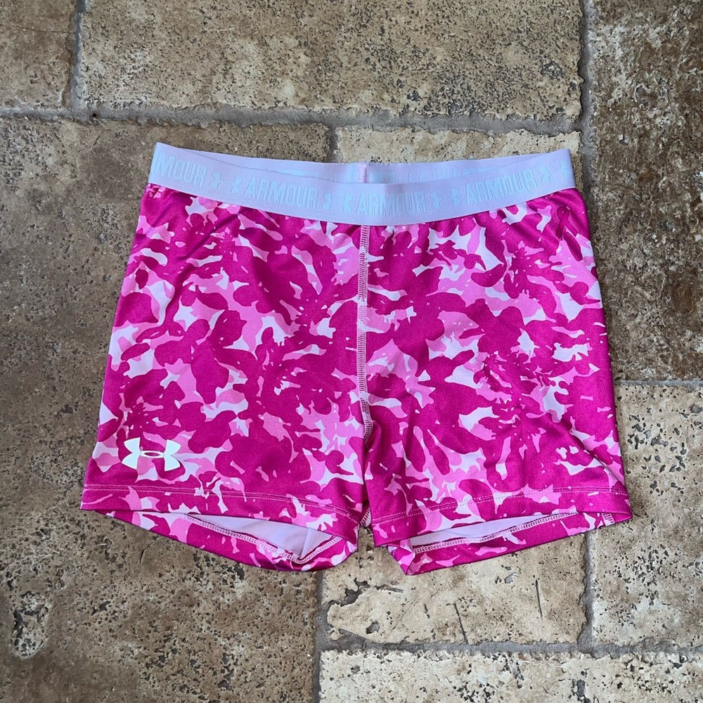 UNDER ARMOUR pink camo YXL spandex